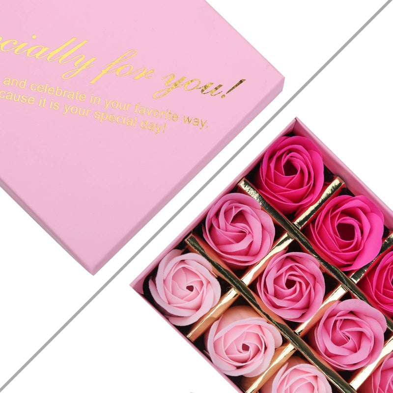 Rotumaty 18 PCS Floral Scented Bath Soap Rose Flower Petals, Plant Essential Oil Rose Soap Set, Best Gifts for Her Women Girls Mom Lover Birthday Valentine Christmas (Pink) - Image 2